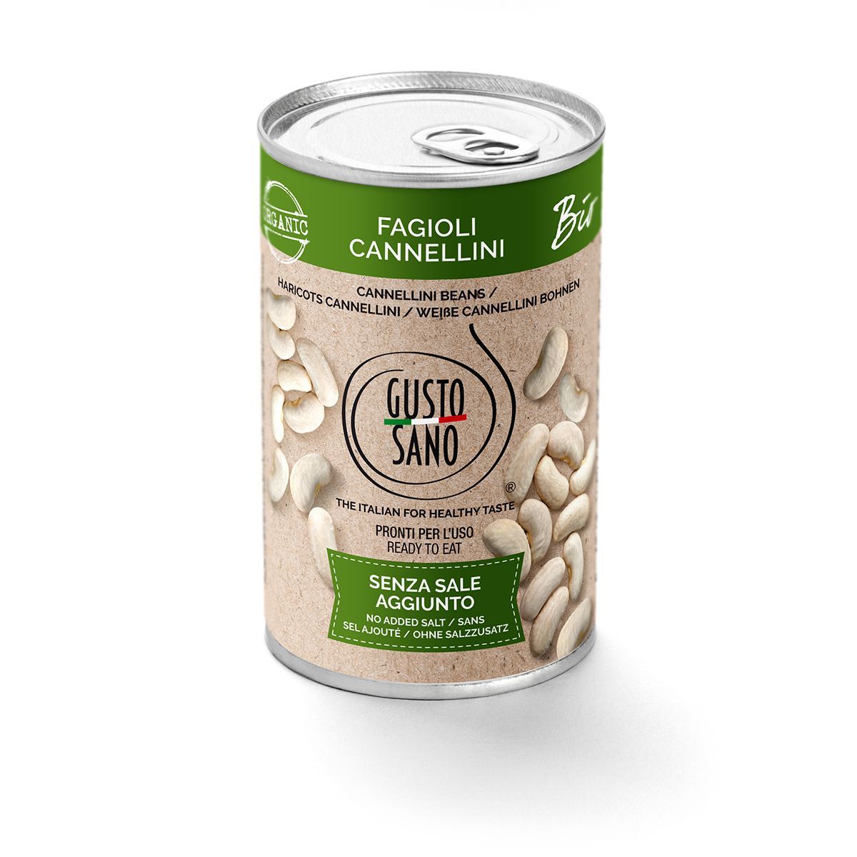 GUSTO SANO FAGIOLI CANNELLINI BIO - CONFEZIONE DA 6 BARATTOLI DA 400 GR