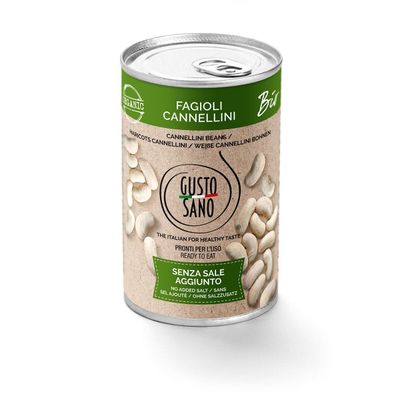 GUSTO SANO FAGIOLI CANNELLINI BIO - CONFEZIONE DA 6 BARATTOLI DA 400 GR
