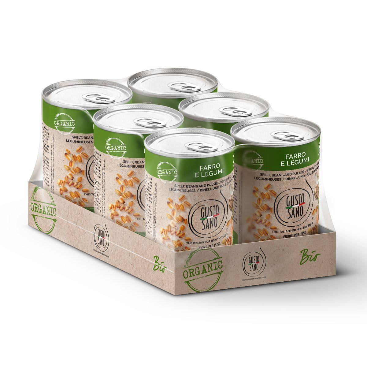 GUSTO SANO FARRO E LEGUMI BIO - CONFEZIONE DA 6 BARATTOLI DA 400 GR
