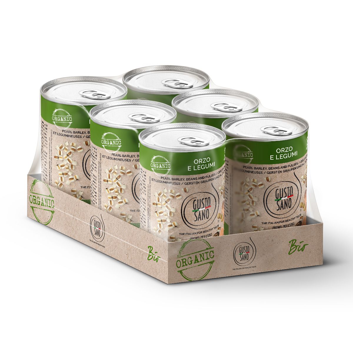 GUSTO SANO ORZO E LEGUMI BIO - CONFEZIONE DA 6 BARATTOLI DA 400 GR