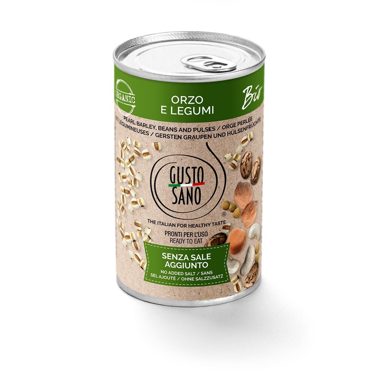 GUSTO SANO ORZO E LEGUMI BIO - CONFEZIONE DA 6 BARATTOLI DA 400 GR