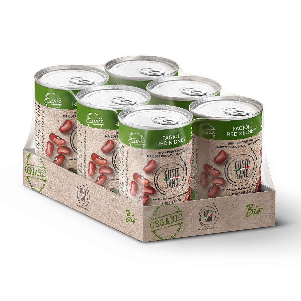 GUSTO SANO FAGIOLI RED KIDNEY BIO - CONFEZIONE DA 6 BARATTOLI DA 400 GR