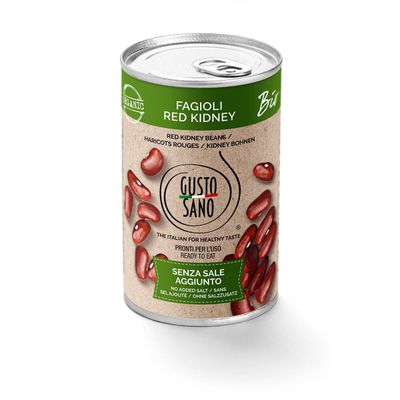 GUSTO SANO FAGIOLI RED KIDNEY BIO - CONFEZIONE DA 6 BARATTOLI DA 400 GR