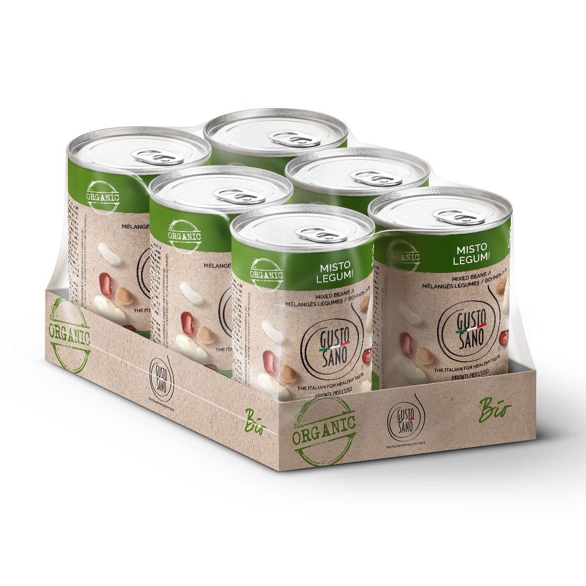 GUSTO SANO MISTO LEGUMI BIO - CONFEZIONE DA 6 BARATTOLI DA 400 GR