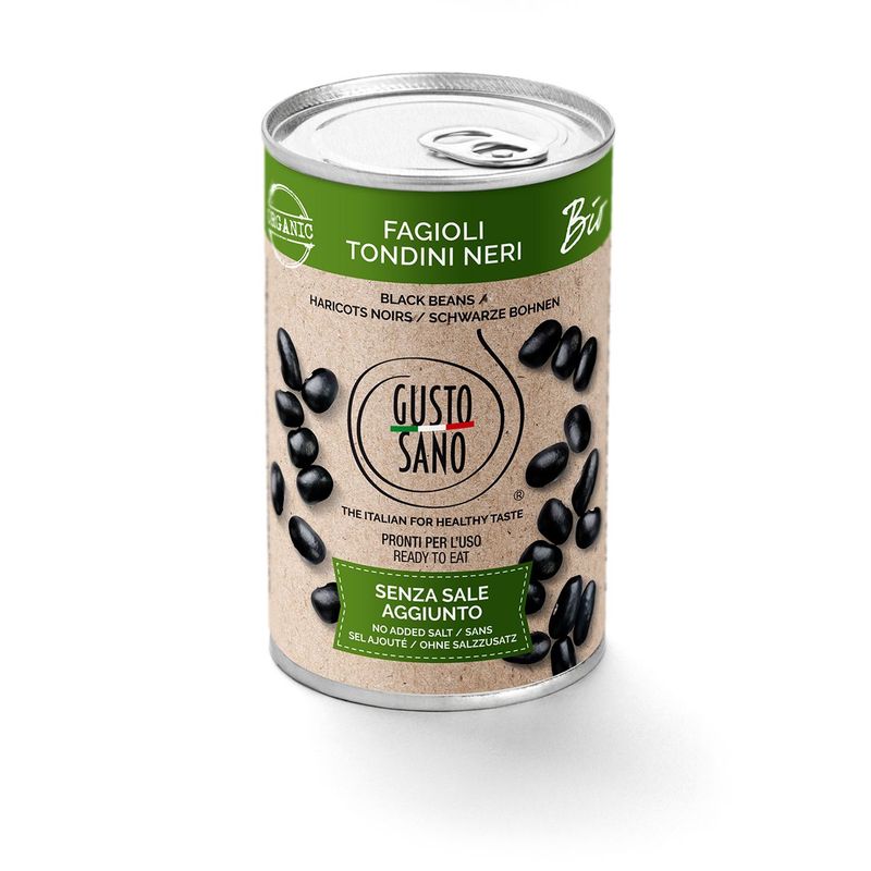 GUSTO SANO FAGIOLI TONDINI NERI - CONFEZIONE DA 6 BARATTOLI DA 400 GR