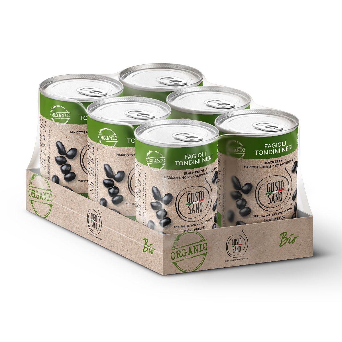 GUSTO SANO FAGIOLI TONDINI NERI - CONFEZIONE DA 6 BARATTOLI DA 400 GR