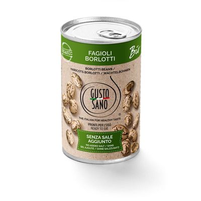 GUSTO SANO FAGIOLI BORLOTTI BIO - CONFEZIONE DA 6 BARATTOLI DA 400 GR