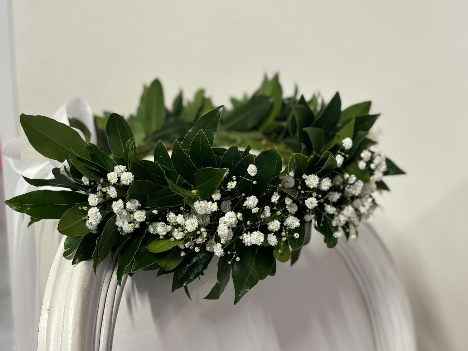 Coroncina d’alloro con gipsofila