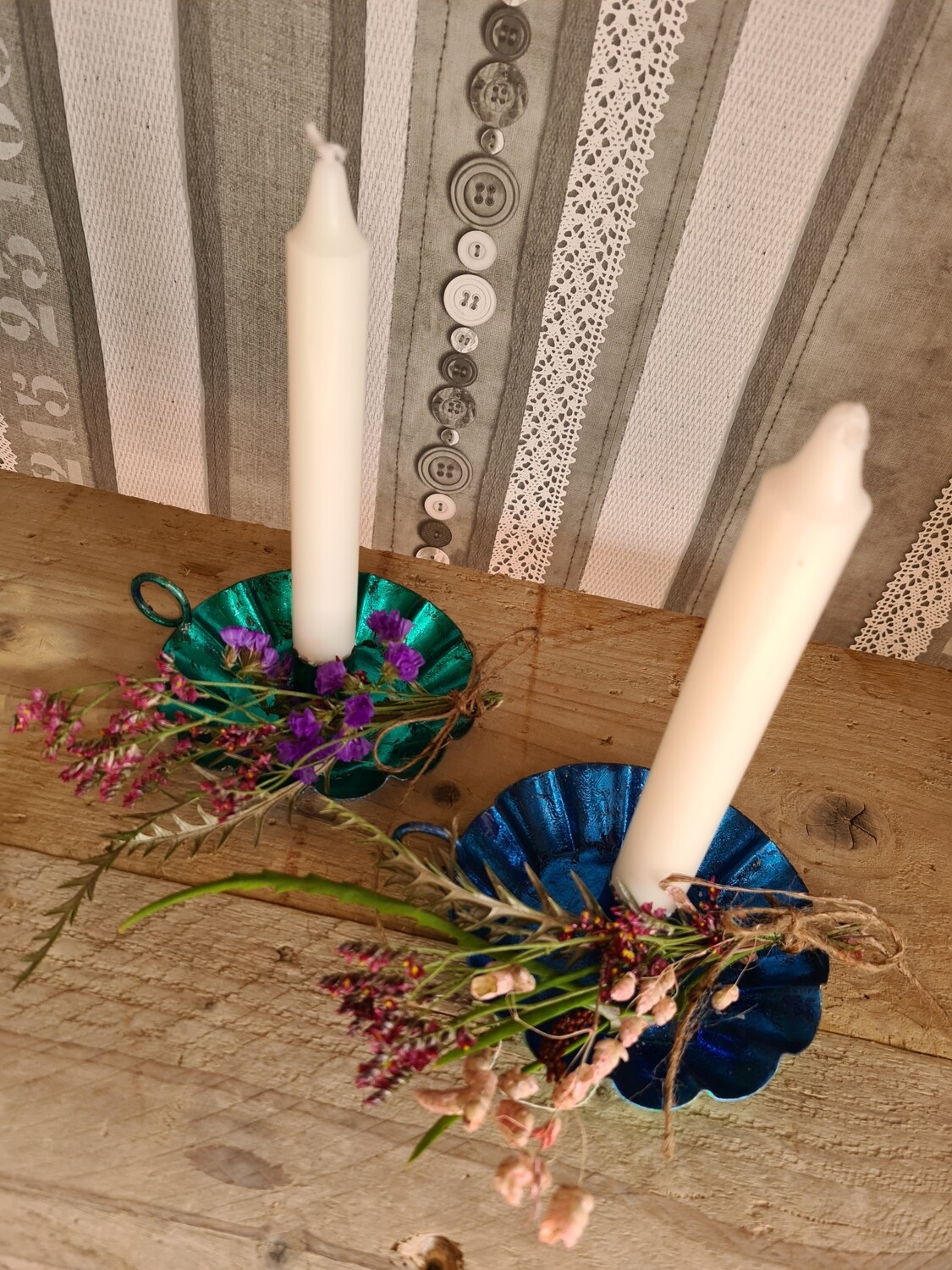 Marrakech flower kandelaar met kaars en droogbloemen