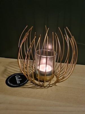 AULICA Windlicht - theelichthouder - gouddraad