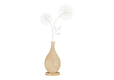 Paardenbloem in een vaas van natuurlijk hout