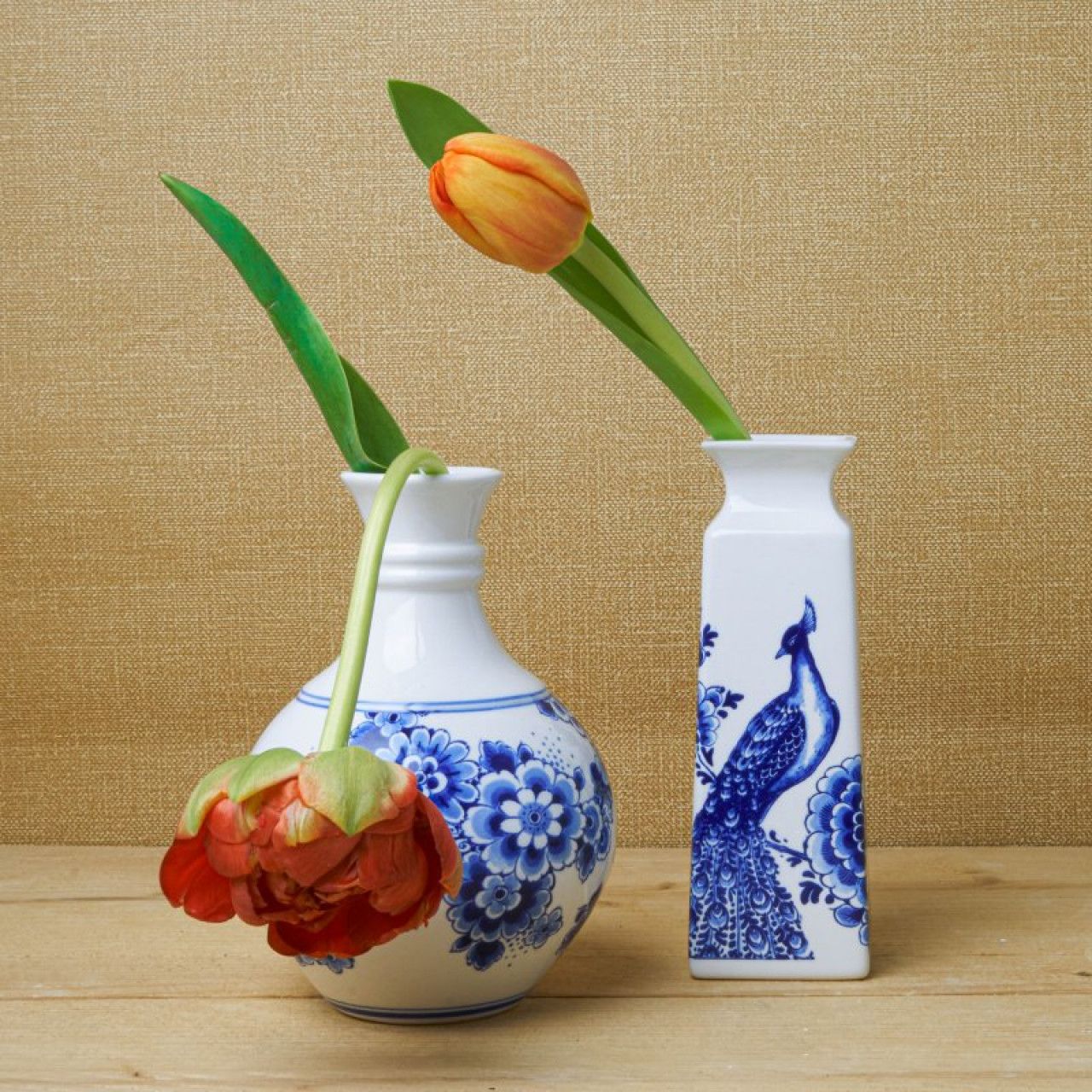 Bolvaasje bloemen klein | Heinen Delfts Blauw