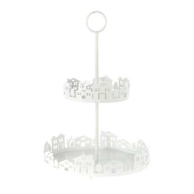 Metalen etagere met huizenrij, 25,5 x 25,5 x 36 cm, wit Metalen etagere met huizenrij, 25,5 x 25,5 x 36 cm, wit