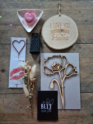 3d houten bloem  cadeau set
