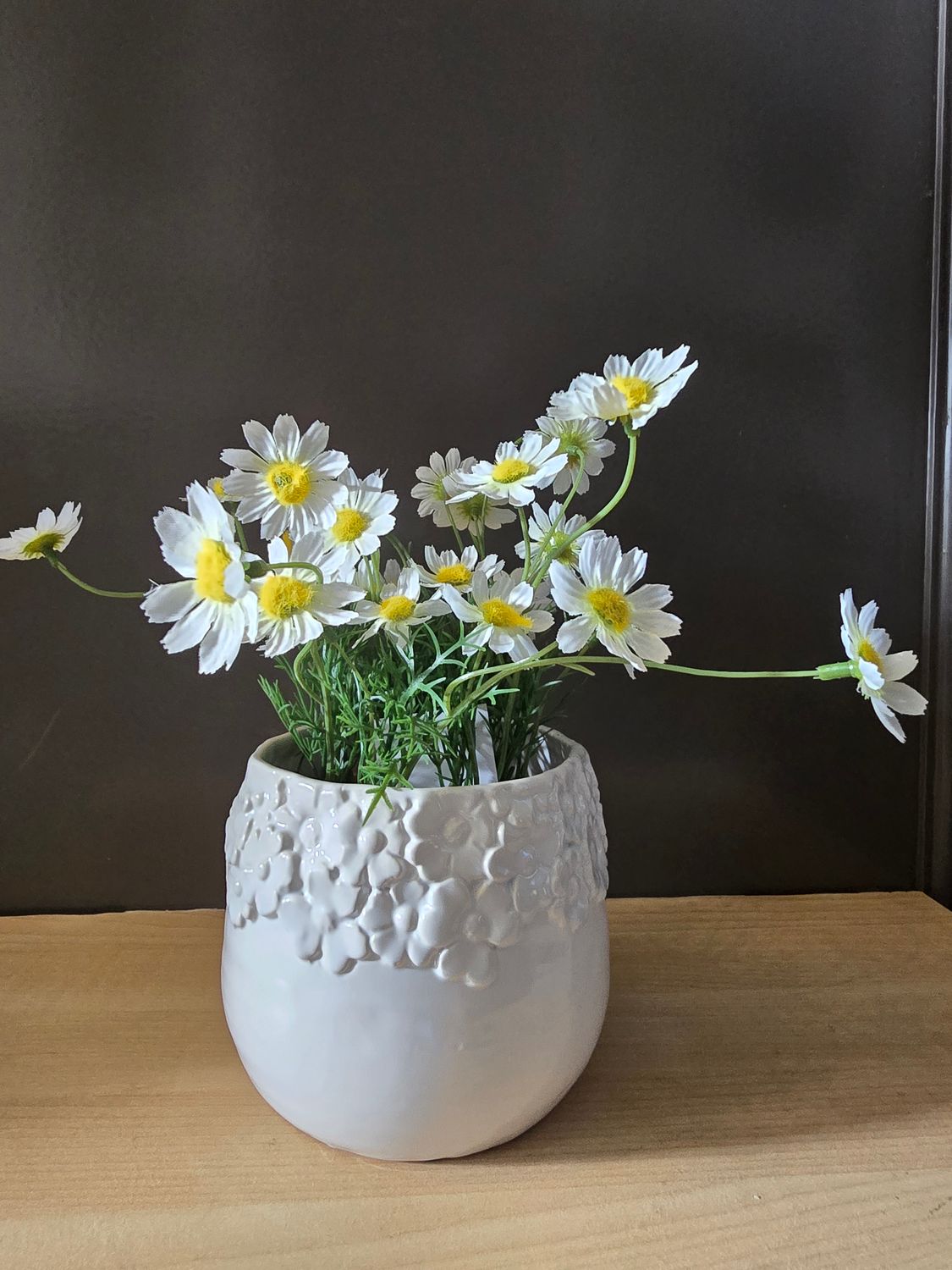 mooie bloemetjes pot met zijde bloemen
