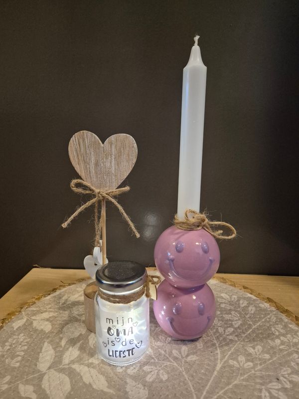 Smiley Mama/oma set roze