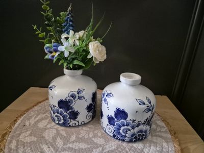 Heinen - Delfts Blauw - Vaas rond bloem 12cm