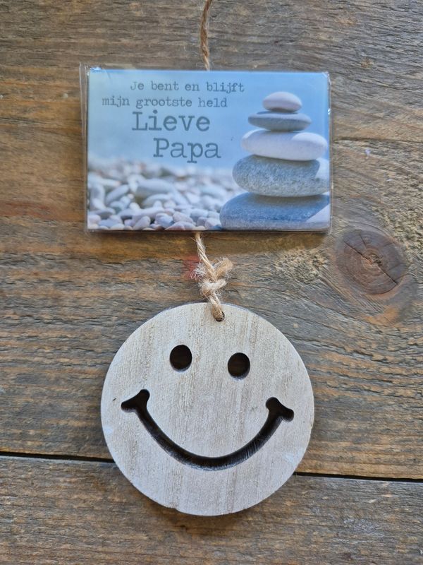 Magneet speciaal voor papa met tekst en een grote smiley hanger