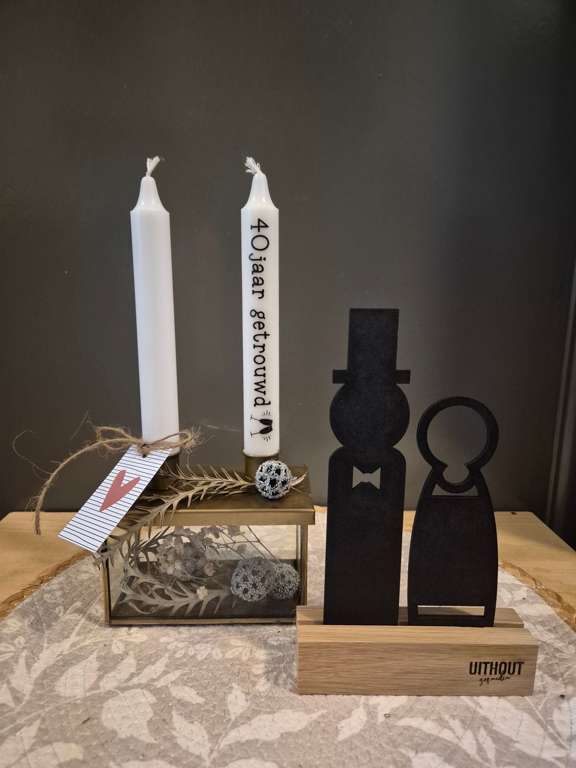 'Uit hout gesneden' huwelijks cadeau set
