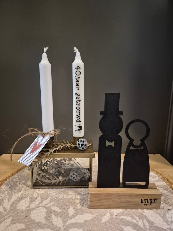 'Uit hout gesneden' huwelijks cadeau set