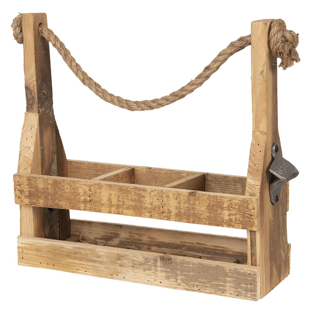 Clayre & Eef Flessenhouder 32x11x32 cm Bruin Hout Rechthoek Flessenrek