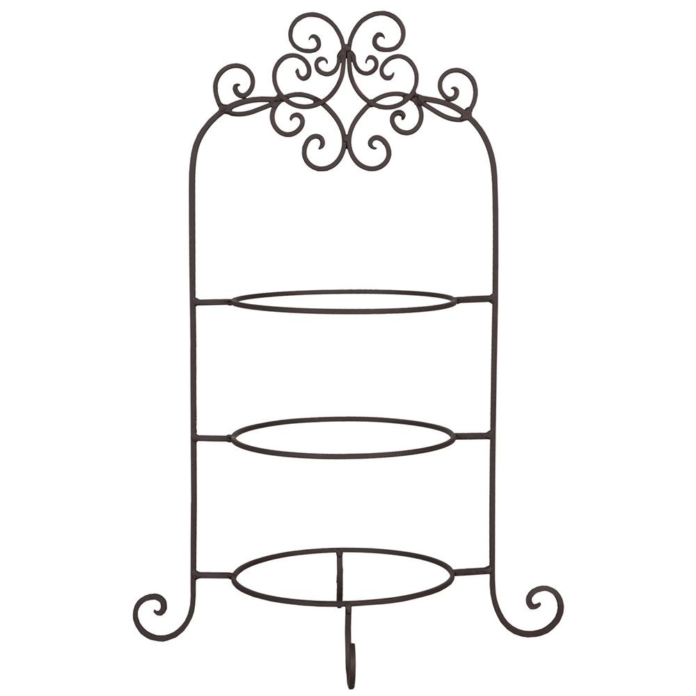 Clayre & Eef Etagère voor 3 borden 36x28x54 cm Bruin Ijzer Rond Taartplateau op voet