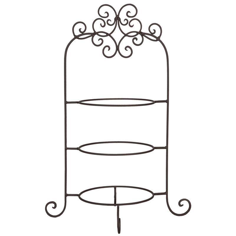 Clayre & Eef Etagère voor 3 borden 36x28x54 cm Bruin Ijzer Rond Taartplateau op voet