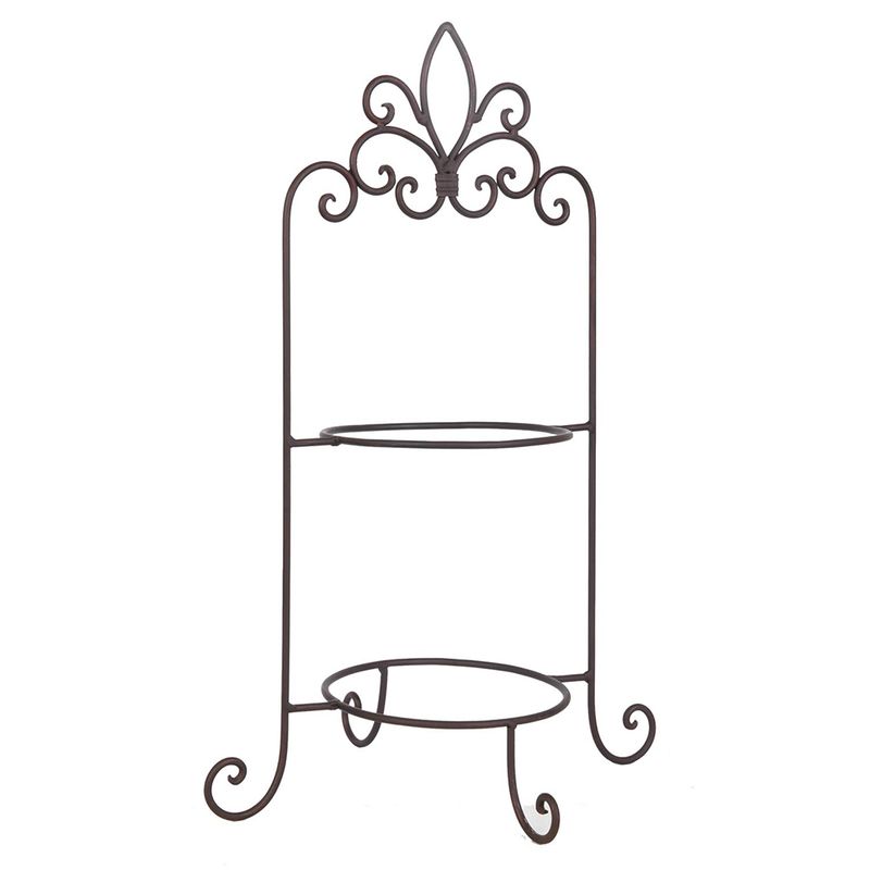 Clayre & Eef Etagère voor 2 borden 38x30x57 cm Bruin Ijzer Rond Borden etagère