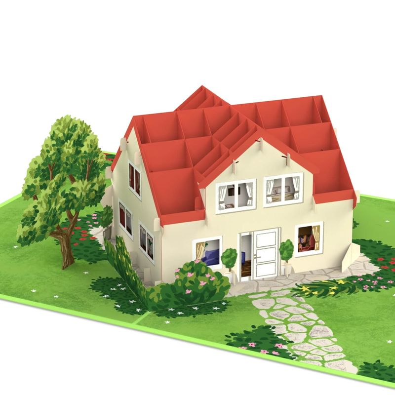 papercrush® Pop-up kaart 3D Handgemaakte pop-upkaarthuis met tuin met 3D-effect