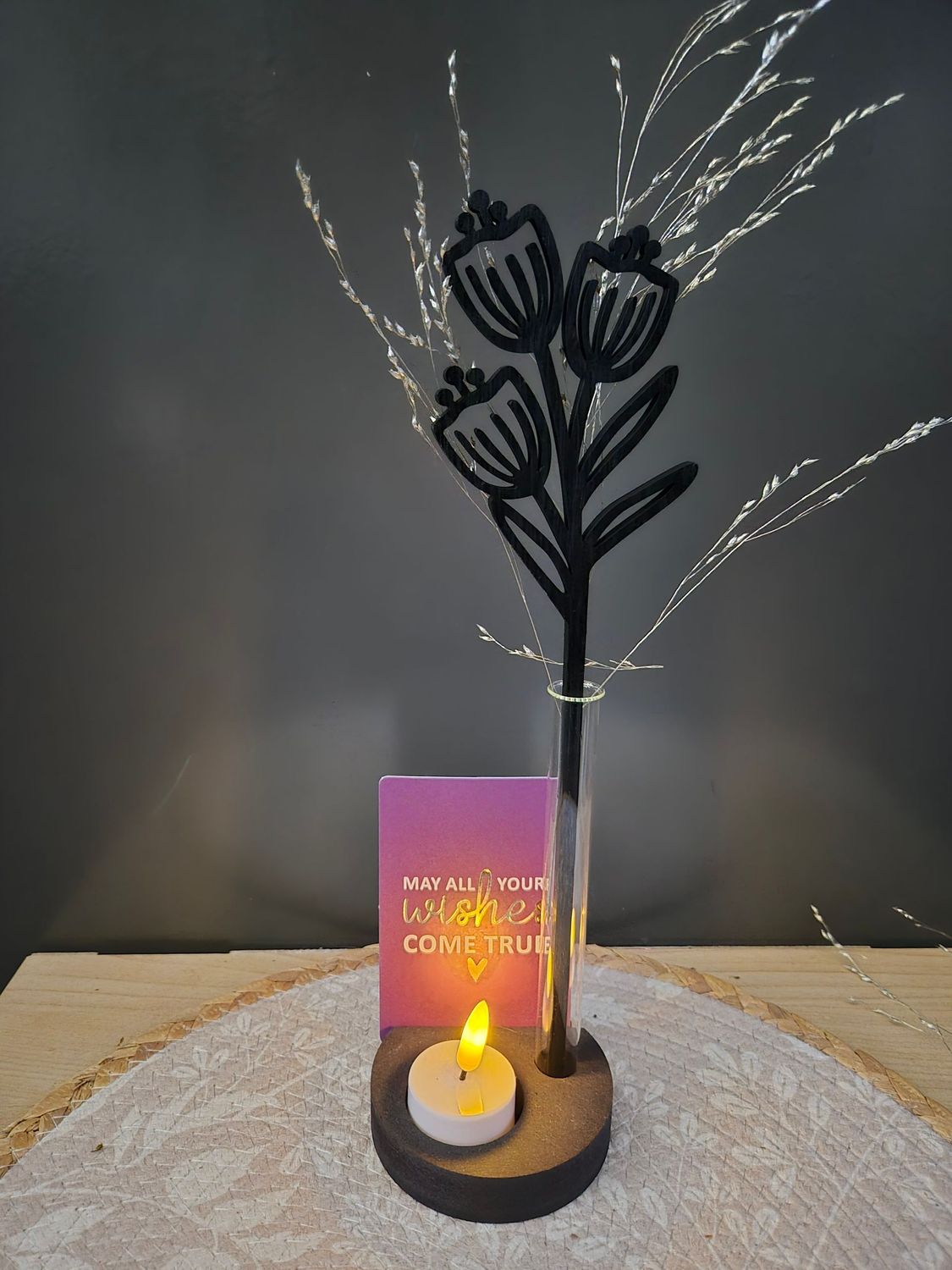 'by woom' setje met kaartje en houten bloem