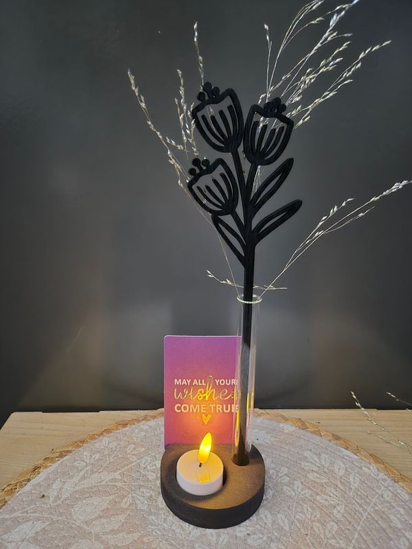 'by woom' setje met kaartje en houten bloem