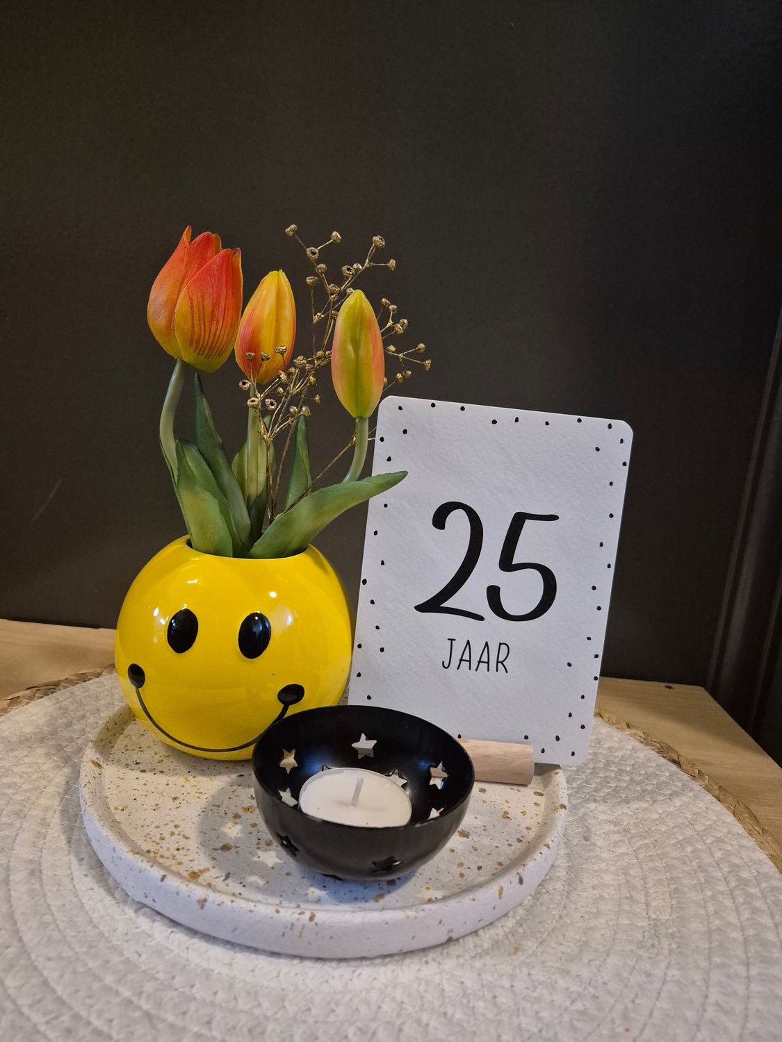 smiley cadeau set met amberblokje