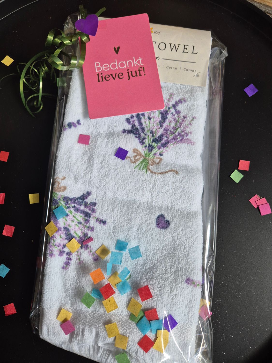 juffen cadeau- Gastendoekje met lavendel afbeeldingen