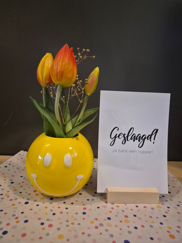 Geslaagd topper smiley gift