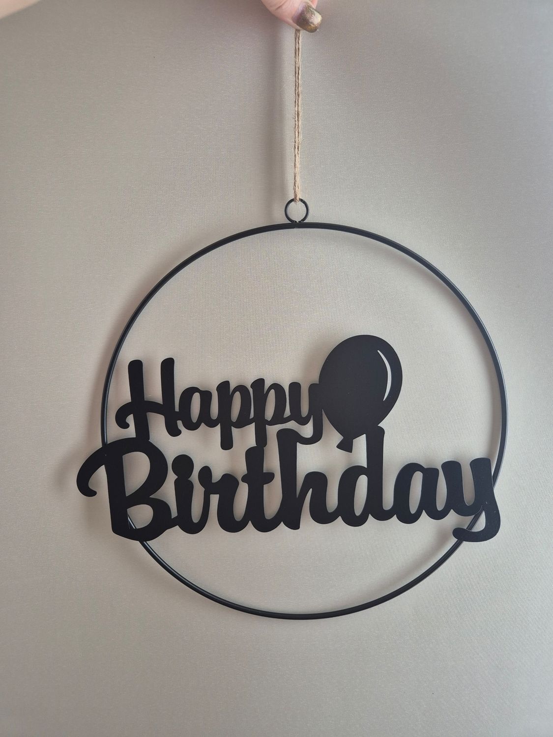 Happy birthday metalen hanger