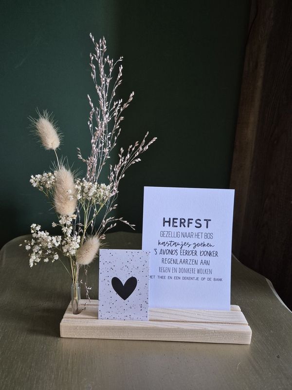 4 seizoenen kaart houder met kaartjes en droogbloemen-lente-zomer-herfst-winter-droogbloemen