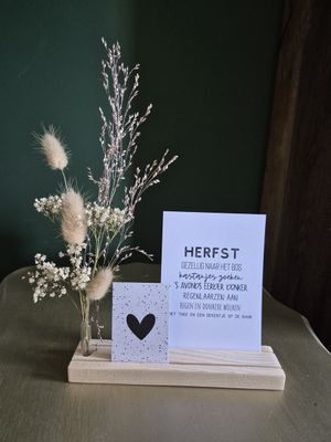 4 seizoenen kaart houder met kaartjes en droogbloemen-lente-zomer-herfst-winter-droogbloemen
