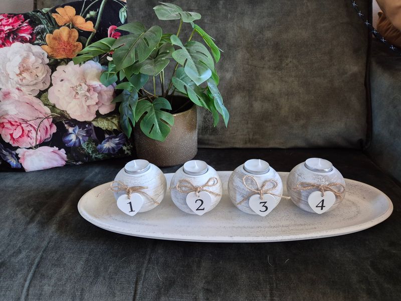 Adventsarrangement theelichthouderset met dienblad