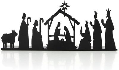 kerststal/zwart/metaal/globo