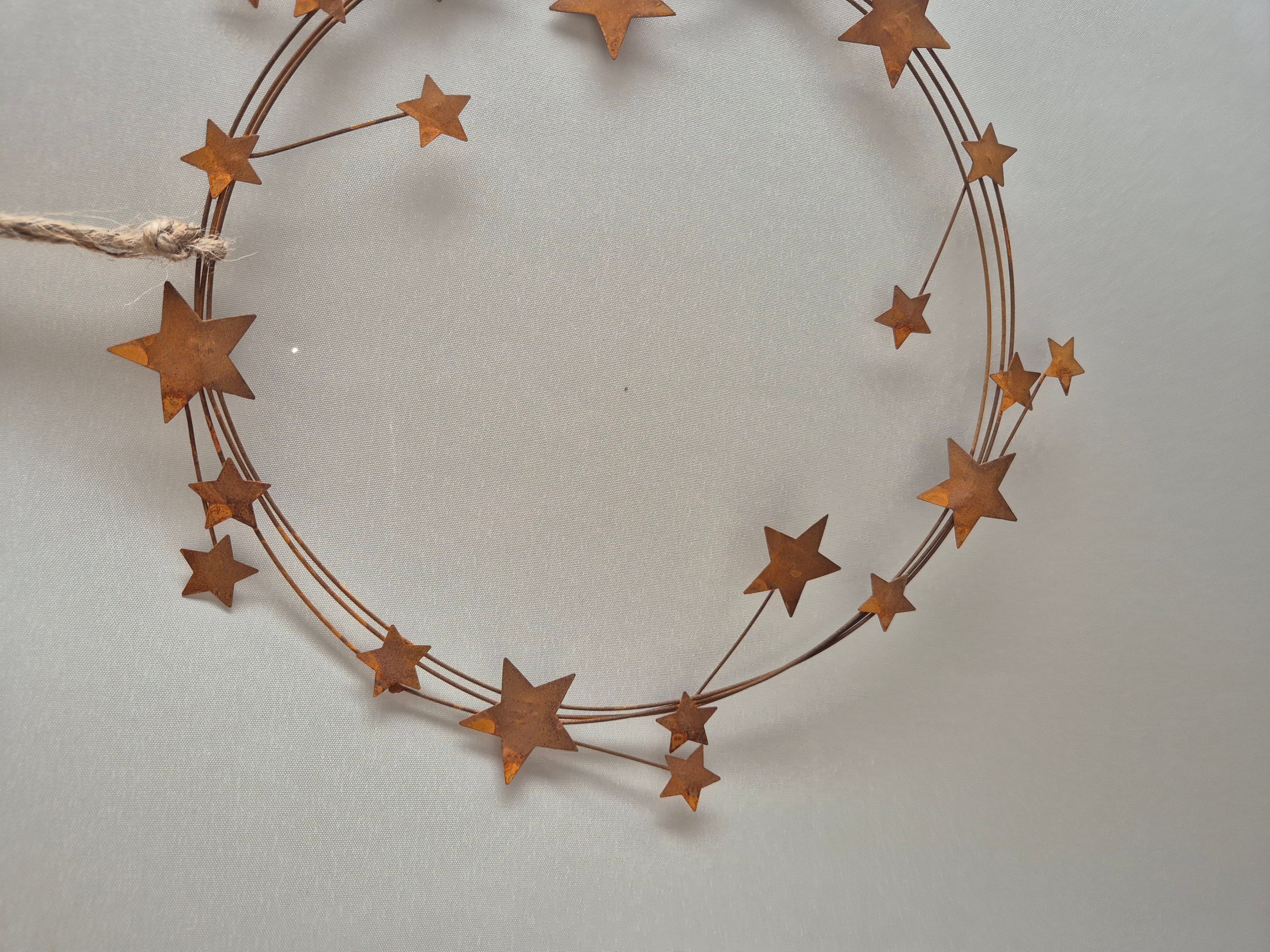 Krans met sterren/kerst/decoratie hanger/cortenstaal/posiwio collectie