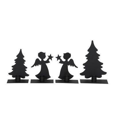 engel en denneboom/metaal/zwart/posiwio collectie/4 stuks/los/decoratie/kerst/nieuw engel en denneboom/metaal/zwart/posiwio collectie/4 stuks/los/decoratie/kerst/nieuw