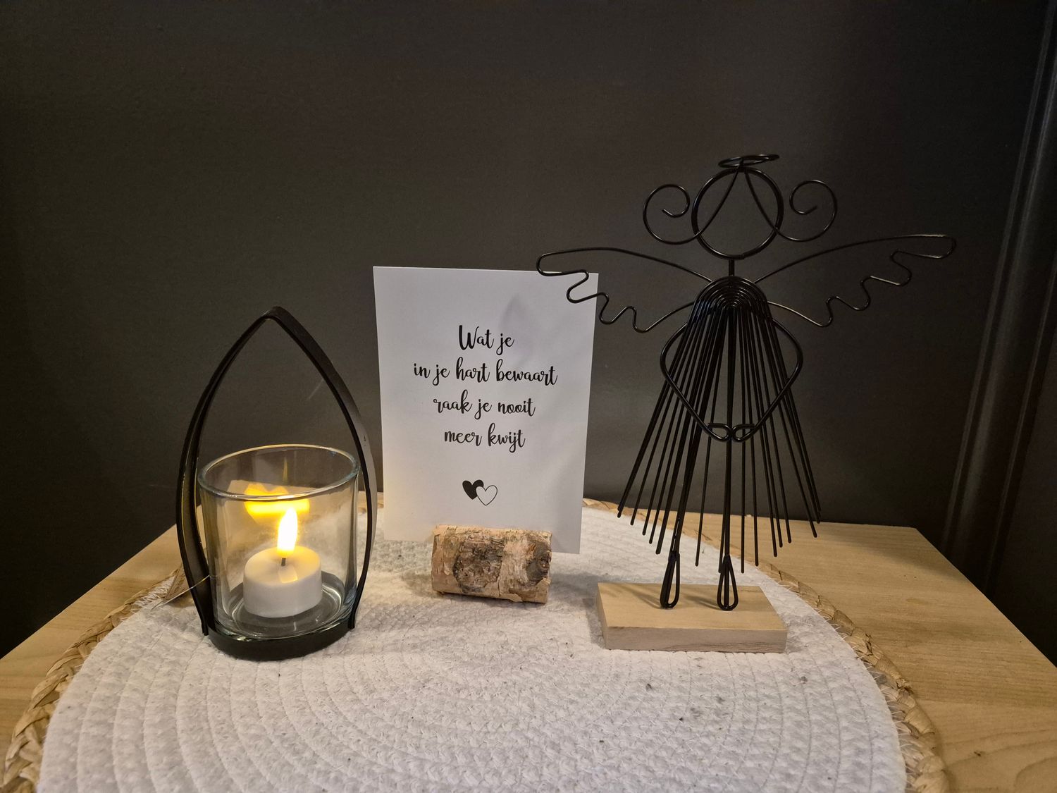 Setje met engel , lichtje en kaartje