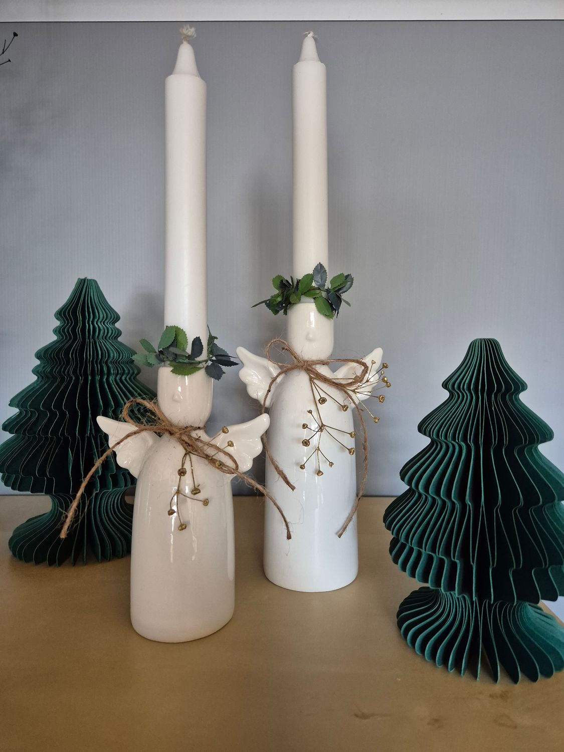 engel set met kerstboompjes