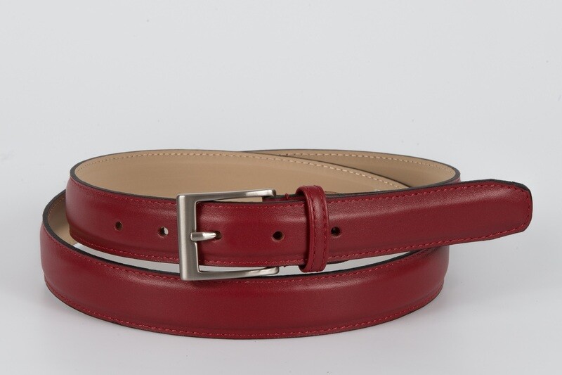 cintura vitello liscio  rosso 3 cm
