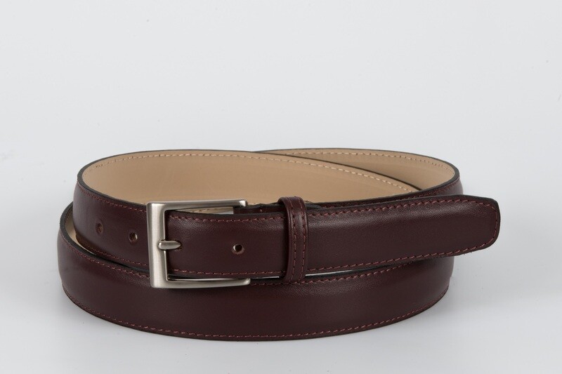 cintura vitello liscio  bordò 3 cm