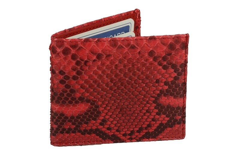 Porta carte di credito in pelle di pitone rosso