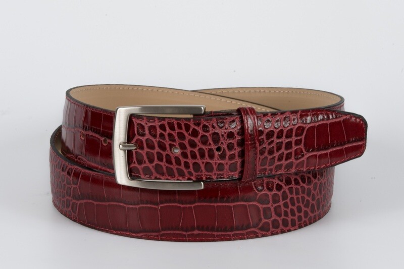 cintura vitello stampa cocco bordò 4 cm