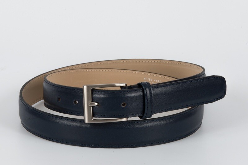cintura vitello liscio blu 3 cm