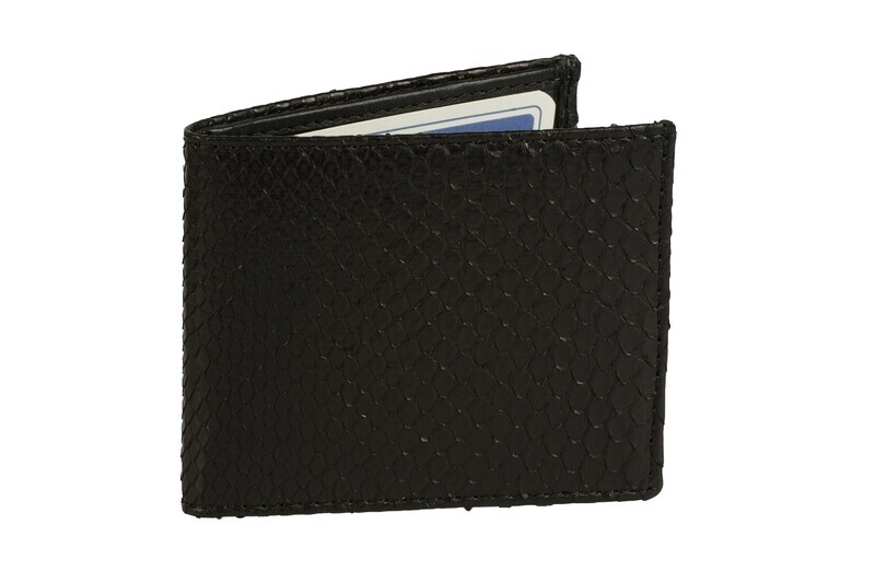 Porta carte di credito in pelle di pitone nero