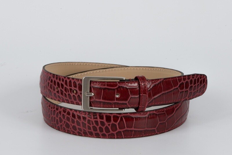 cintura vitello stampa cocco bordò 3 cm